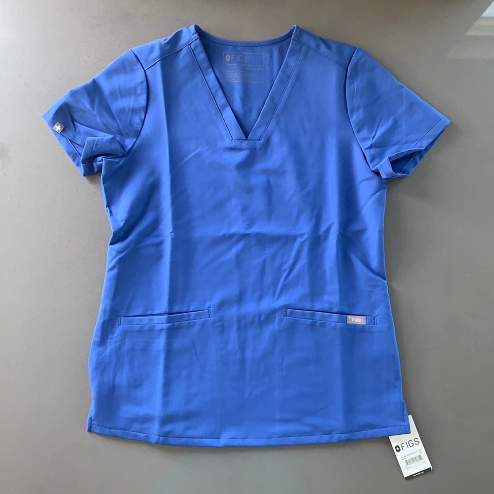 NWT FIGS Casma scrub top Denim blue